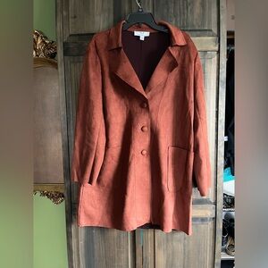 Magaschoni Terracotta Trench Coat Faux Suede XL NEW WITHOUT TAGS